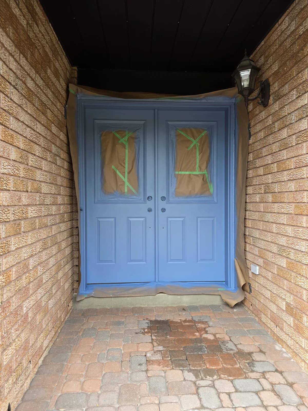 Front doors, before painting